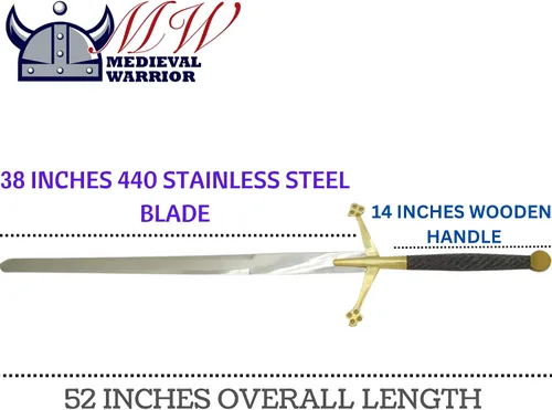 Miniatura 4 de Medieval Warrior Fantasy Claymore - Espada real con funda de cuero negro