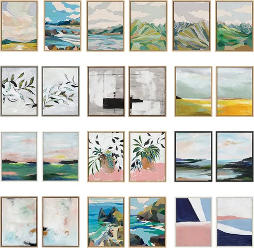 Miniatura 6 de Kate and Laurel Sylvie Lake Huron I and II - Juego de arte de pared en lienzo enmarcado de lino neutro por Nikita Jariwala; 2 piezas de 18 x 24