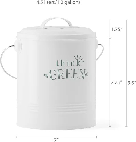 Miniatura 4 de Barnyard Designs Contenedor de Compost para Encimera de Cocina - Compostador de Encimera de 1.2 Galones con Filtros Extra Absorbentes de Olores