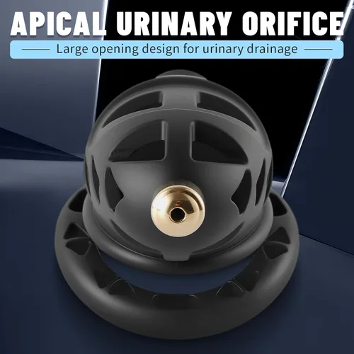 Miniatura 4 de Jaula de castidad para hombre, dispositivos ligeros de castidad con sonido uretral, jaula para pene con 4 anillos y bloqueo invisible, juguete