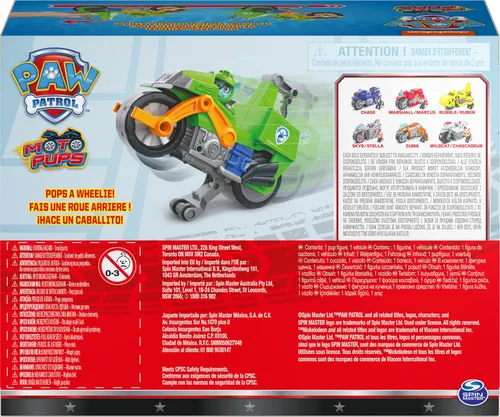 Miniatura 10 de Paw Patrol, Moto Pups Moto Deluxe de Rocky con vehículo de motocicleta de tracción que hace piruetas y figura de juguete
