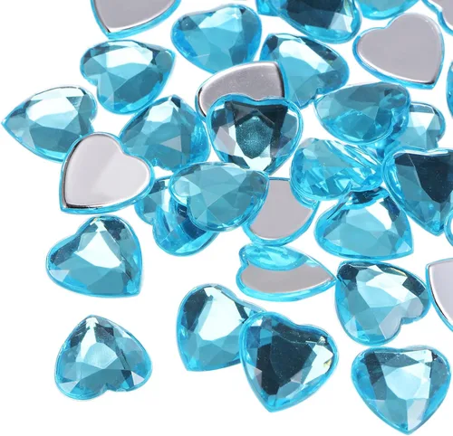 Miniatura 30 de MECCANIXITY 20 piezas de diamantes de imitación acrílicos de corazón de 0.787 pulgadas (0.787 in) con parte trasera plana, gemas de plástico