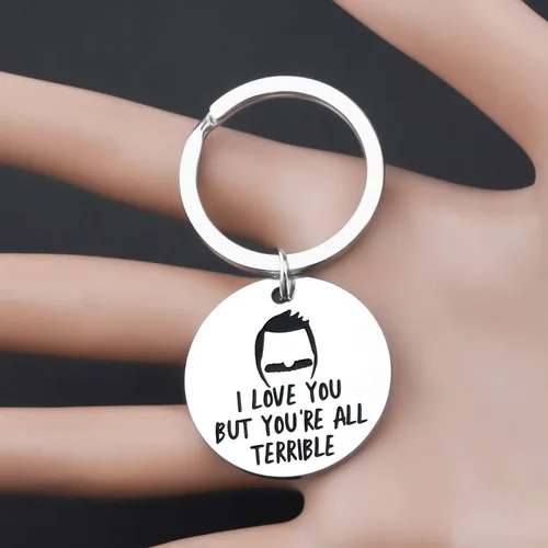 Miniatura 3 de ENSIANTH Llavero inspirado en Bob con texto en inglés "I Love You But You're All Terrible Burgers", regalo para fanáticos de Bob Belcher