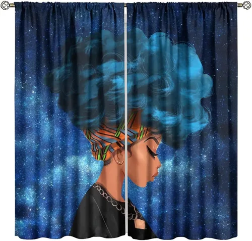 Miniatura 12 de Cortina de mujer africana, con estampado étnico tribal y étnico, reducción de ruido, para dormitorio, sala de estar, cortinas con aislamiento