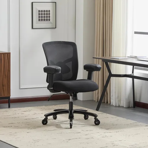 Miniatura 2 de Silla de oficina grande y alta de 500 libras con reposabrazos 4D y respaldo ajustable, silla de oficina resistente para personas pesadas, resortes
