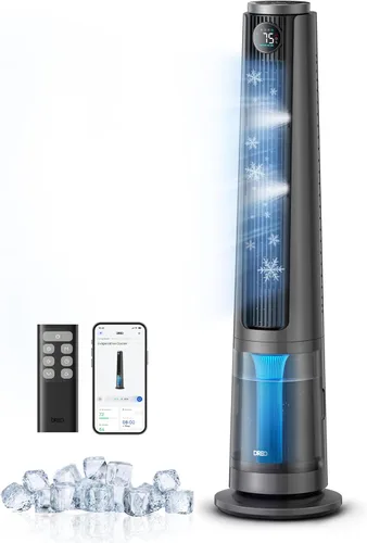 DREO TurboCool Ventilador de nebulización 765S, ventiladores que soplan aire frío, refrigeración de 10 °F, enfriador de aire evaporativo rápido de