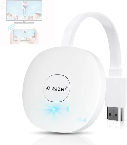 AT-Mizhi Adaptador inalámbrico HDMI Display Dongle 4K 1080P - Pantalla de TV que refleja la fundición de i-Phone/Pad/Laptop a TV/Proyector/Monitor,