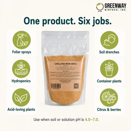 Miniatura 5 de Greenway Biotech, Inc. Fertilizante EDTA 13% de hierro quelado, micronutriente 100% soluble en agua para plantas, césped, hidroponía, corrige