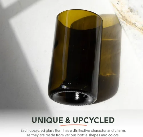Miniatura 2 de IWAS Upcycled Olive - Vasos para beber 11.8 fl oz 12 onzas Juego de 6 Vasos de agua sostenibles Gafas de color marrón oscuro respetuosas