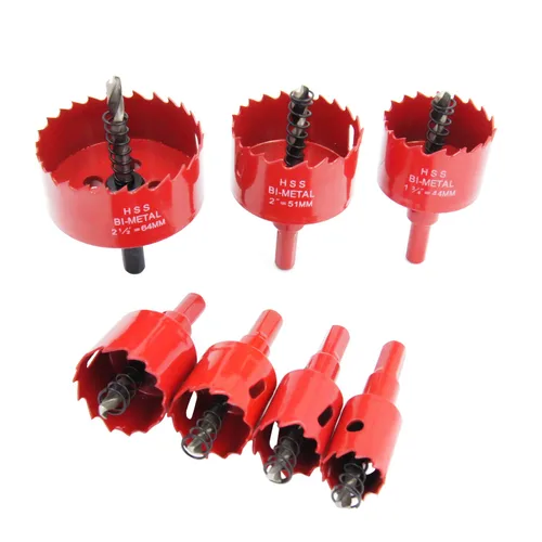 Miniatura 28 de Broca bimetálica para taladro, cortador de orificios HSS con eje para madera y metal
