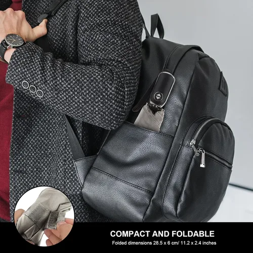 Miniatura 21 de LEAGERA Paraguas de viaje compacto para bolso, mango plano, impermeable para lluvia ligera