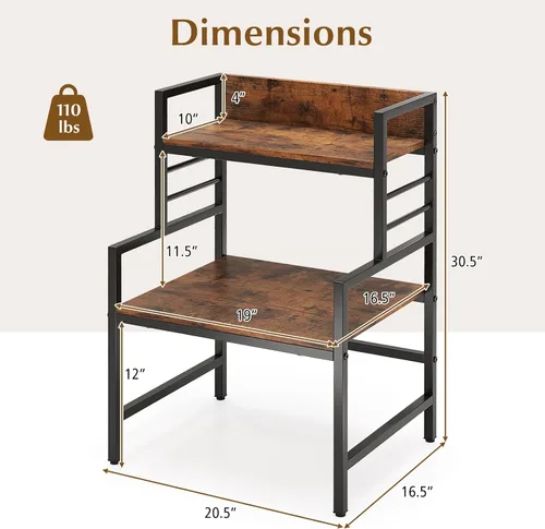 Miniatura 5 de Giantex Soporte de Microondas de 3 Niveles, Estante para Horno de Microondas que Ahorra Espacio con 2 Estantes Abiertos y Marco de Metal Resistente