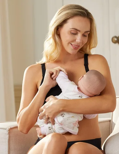 Miniatura 6 de HOFISH Sujetador de lactancia de maternidad para lactancia materna, embarazo, cuello en V profundo, camiseta sin varillas, con extensores y clips