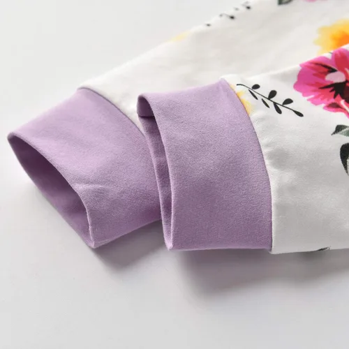 Miniatura 6 de Eghunooy Conjunto de sudadera con capucha floral de manga larga para bebé niña con bolsillo y diadema