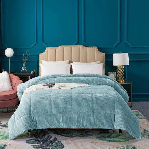 KASENTEX Edredón de felpa sherpa de lujo súper ultrasuave, tamaño Queen, ropa de cama acogedora y reversible de piel sintética, lavable a máquina,