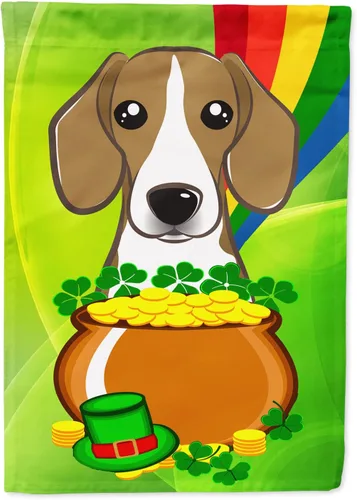 Miniatura 120 de Caroline's Treasures BB1963GF Bandera de Bulldog Inglés para el Día de San Patricio para el jardín, bandera decorativa para patio exterior, patio