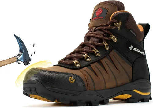 Miniatura 11 de SUREWAY Men's 6" Waterproof Work Boots - Soft Toe,Leather Lace Up,EH Rated, Slip Resistant Outsole for Construction, Roofing & Hunting Work Boots