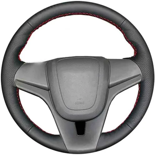 Funda de cuero negro para volante de automóvil para Chevrolet para Cruze 2009-2014 Aveo Orlando Ravon R4 DIY cubiertas de volante de coche cosidas a