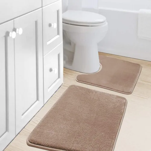 Miniatura 17 de H.VERSAILTEX Juego de tapetes de baño de espuma viscoelástica, juego de tapetes de baño de franela aterciopelada, lujosos, extra suaves y Gris