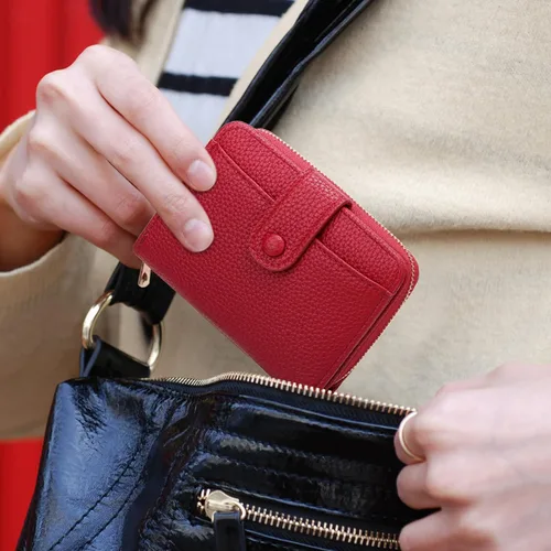 Miniatura 6 de veniee Cartera de tarjetas para mujer con tarjetero y organizador de tarjetas de crédito, Rojo -, Cartera con tarjetero