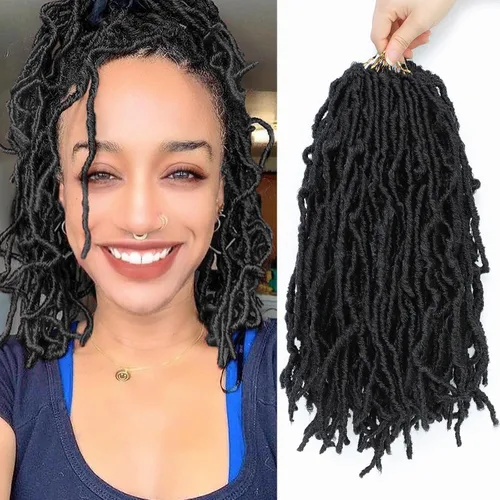 Miniatura 27 de Extensiones de cabello de ganchillo suaves de 22 pulgadas, 7 paquetes de rastas sintéticas preenlazadas para mujeres negras, extensiones de cabello