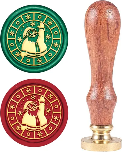Miniatura 11 de CRASPIRE Sello de cera de sellado de Navidad con diseño de copo de nieve, árbol de caramelo, calcetín de cera X'Mas EVE, cabeza de latón con mango