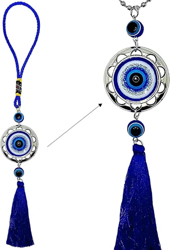 Miniatura 10 de LUCKBOOSTIUM Evil Eye Wheel of Fortune - Adorno colgante de pared y puerta con cadena de metal dorado, aumenta tu energía, para suerte y protección