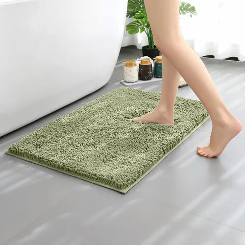 Miniatura 9 de Alfombras de baño de felpilla antideslizantes de 24 x 17 pulgadas, tapetes de baño para baño, ducha, color beige
