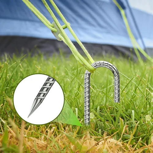 Miniatura 3 de Estacas de Varilla de Refuerzo de 12 Pulgadas, Estacas de Suelo Resistentes con Gancho en J Galvanizado Anti-Óxido, Anclajes de Suelo Resistentes