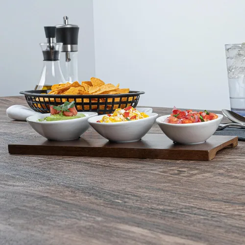 Miniatura 7 de Restaurantware -Juego de cuencos de 9 onzas con bandeja - 1 juego de servir lavable en platos, incluye 3 cuencos de porcelana y 1 bandeja de bambú