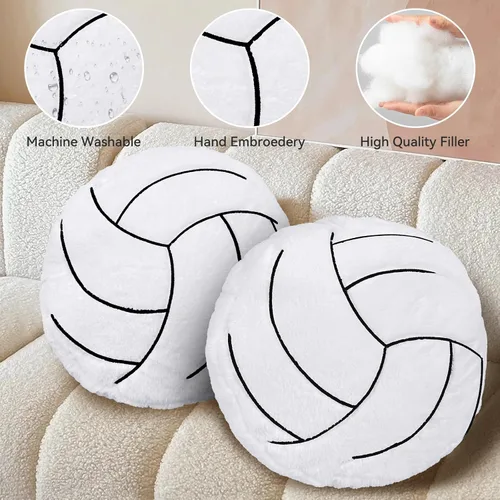 Miniatura 3 de Almohada de voleibol – 2 almohadas suaves y esponjosas de felpa de voleibol, almohadas deportivas redondas rellenas, regalos para fanáticos