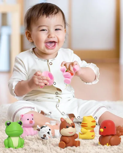 Miniatura 6 de Coogam 10 piezas de juguetes de animales de granja para emparejar, juegos de clasificación de motricidad fina para niños de 1 a 3 años, juguete