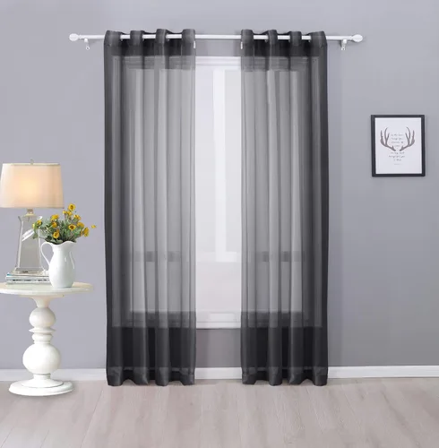 Miniatura 14 de Interior Trends Ariana - Juego de 2 cortinas de gasa transparente totalmente cosida con ojales (63 pulgadas de largo, beige)