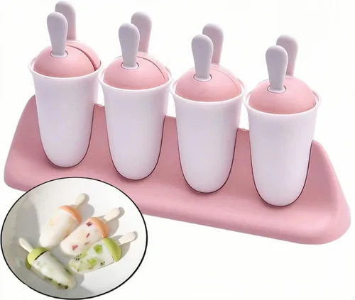 Miniatura 8 de Juego de 8 moldes para paletas para niños, moldes de silicona para hacer helados, moldes para helados, accesorios de cocina, fácil liberación, leche