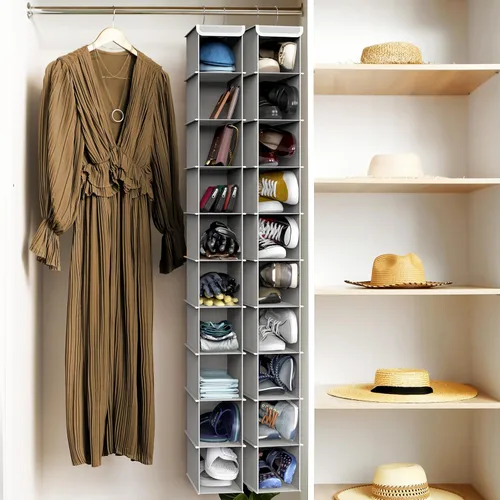 Miniatura 7 de Simple Houseware - Paquete de 2 organizadores colgantes con 10 estantes, color gris