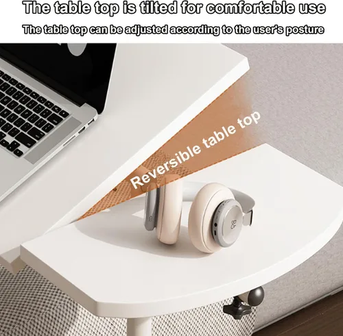 Miniatura 3 de Mesa auxiliar pequeña, mesa auxiliar para sala de estar, mesa auxiliar de ángulo ajustable, rotación de 360° con ruedas, mesa auxiliar móvil, fácil