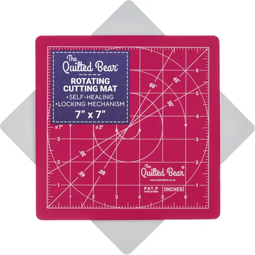 Miniatura 11 de The Quilted Bear Alfombrilla de corte giratoria de 7 x 7 pulgadas, tabla de cortar autorreparable con bloqueo y rotación para costura, tela y Azul