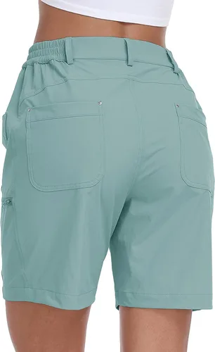 Miniatura 3 de MoFiz Pantalones cortos de senderismo para mujer, de 7 pulgadas, de secado rápido, pantalones cortos deportivos casuales de verano con bolsillos