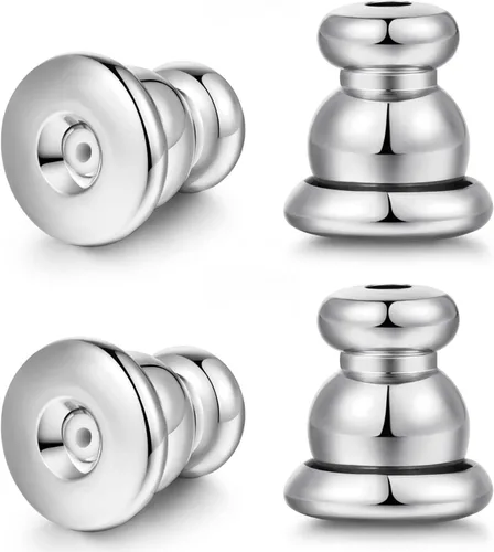 Miniatura 9 de Respaldos de Aretes para Pendientes, Respaldos de Aretes Tipo Bala de Oro 18K Repuestos para Pendientes/Orejas Caídas, Cierres de Seguridad con 2