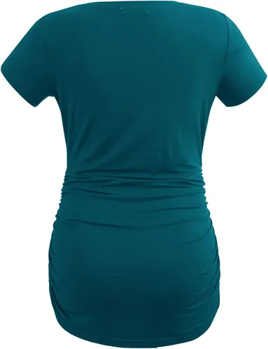 Miniatura 37 de Smallshow - Camiseta de maternidad para mujer, diseño de lados fruncidos, tipo túnica, prendas para el embarazo