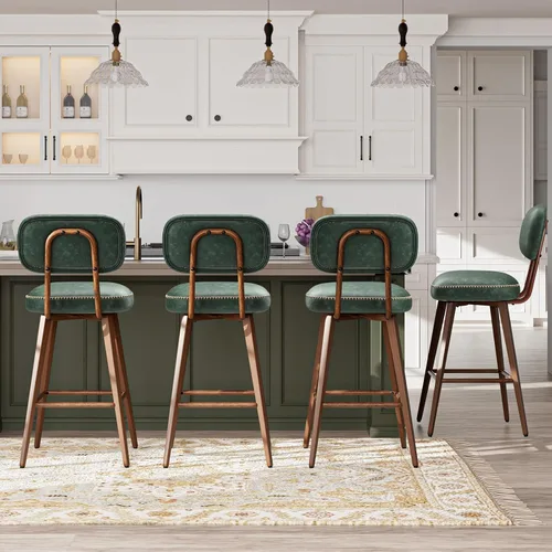 Miniatura 16 de MALOL 26“ PU Leather Swivel Bar Stools Set of 2, Mid Century Counter Height Bar Chairs with Low Back and Metal Legs, Modern Bar Stool Chair for