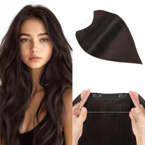 Miniatura 15 de MY-LADY - Extensiones de cabello humano real, extensiones de cabello humano real, 12 pulgadas, color marrón oscuro, extensiones de cabello largo