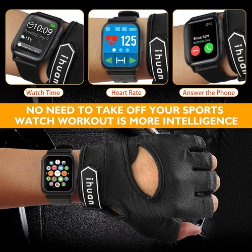 Miniatura 6 de Ihuan Nuevos Guantes de Entrenamiento Transpirables para Hombres y Mujeres - Sin Más Sudor y Protección Completa de la Palma para Gimnasio, Negro