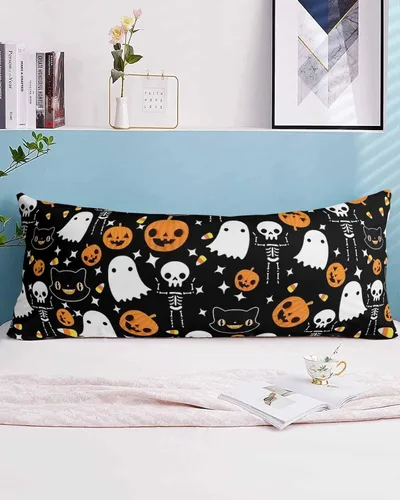 Miniatura 2 de Funda de almohada negra para Halloween, funda de almohada suave para cama, funda de almohada decorativa de lujo para sofá largo lumbar con cierre