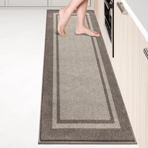 Miniatura 24 de anllugs Alfombras de cocina de 24 x 36 pulgadas, antideslizantes, lavables a máquina, tapetes absorbentes y cómodos para cocina, fregadero, Beige