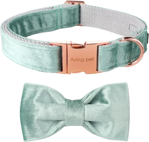 Miniatura 43 de ARING PET Collar de perro con corbatín, collares de terciopelo para perros con corbatín extraíble, collar de lazo ajustable para perros hembras