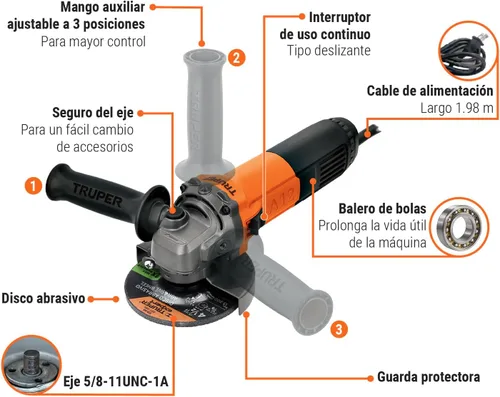 Miniatura 3 de Amoladora angular 4-1/2 ', profesional, 700 W