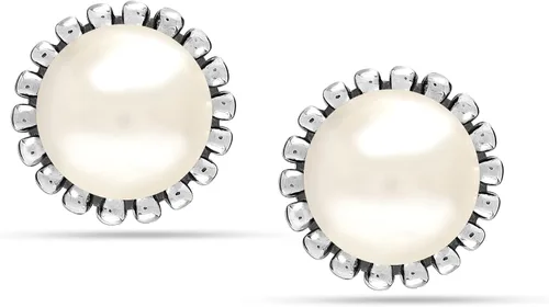 Miniatura 4 de LeCalla Pendientes de perlas de plata de ley 925 para mujer Aretes de perlas con clip en la espalda Omega para mujer