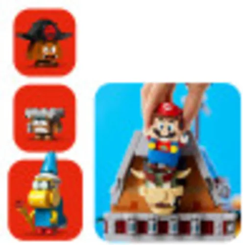 Miniatura 4 de LEGO Kit de construcción de 1,152 piezas de dirigible de Super Mario Bowser, revela el interior detallado, incluye Kamek, llave rocosa, Goomba
