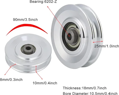 Miniatura 3 de Ejoyous Aluminium Alloy Fitness Cable Pulley Exercise Strength Training Bearing Pulley Wheel
